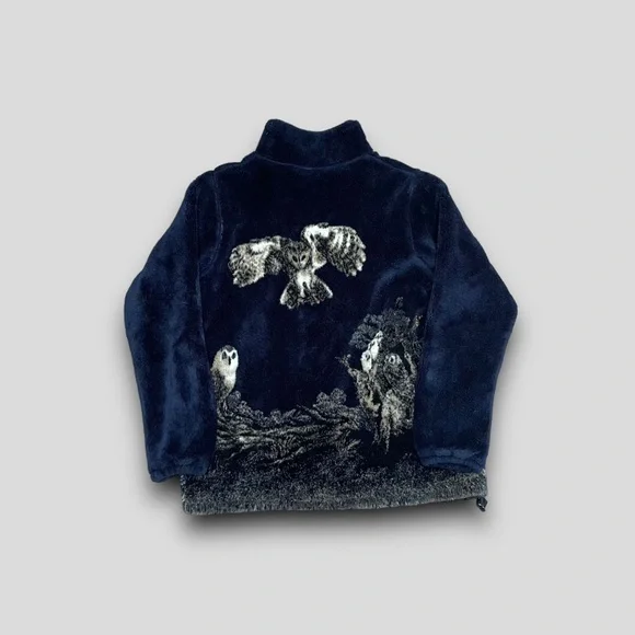 Vintage Owl Print Sherpa Fleece - Picture 3 of 5